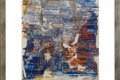 0012 Pintura abstracta con marco. Técnica mixta. Acrílico en papel. Medidas: 74 x 90 cm. $200.000