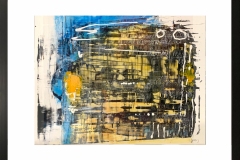 0028 Pintura abstracta con marco. Técnica mixta. Acrílico en papel. Medidas: 83 x 68 cm. $200.000