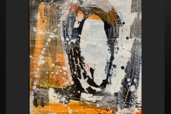 0034 Pintura abstracta con marco. Técnica mixta. Acrílico en papel. Medidas: 68 x 83 cm. $200.000