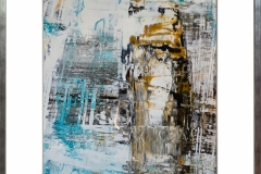 0044 Pintura abstracta con marco. Técnica mixta. Acrílico en papel. Medidas: 95 x 130 cm. $400.000