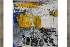 0073 Pintura abstracta con marco. Técnica mixta. Acrílico en papel. Medidas: 74 x 89 cm. $200.000
